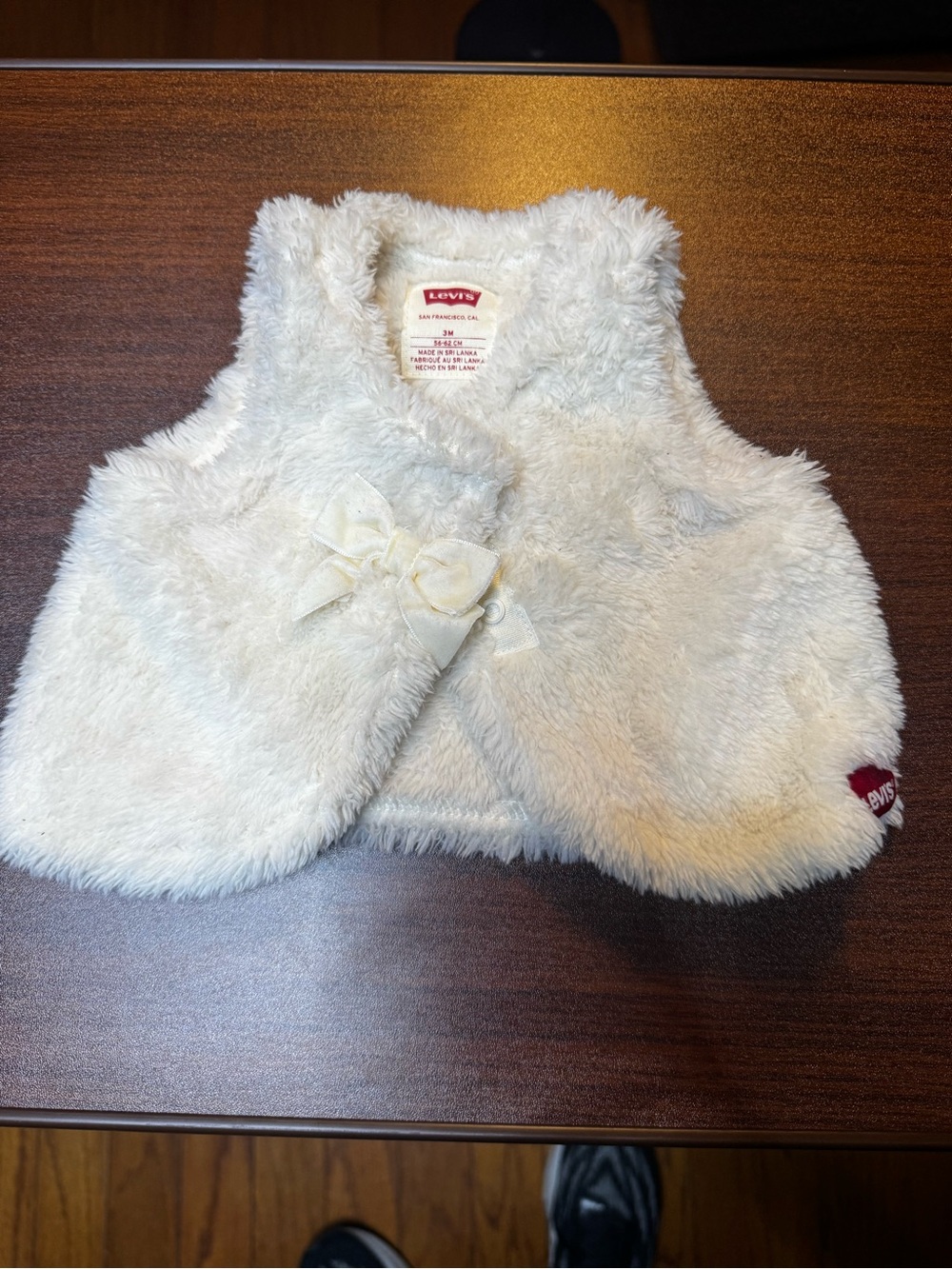 Levi's Kids Cream Faux Fur Bow Vest - Ivory Soft Touch